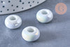 perle porcelaine blanche irisé donut, perle céramique, fabrication bijoux, céramique blanche, Lot de 10, 14-16mm,G3311