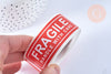 Autocollant fragile préparation colis et commande, emballage colis et paquet,76mm, le rouleau de 150 autocollants G4093-Gingerlily Perles