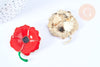 Broche fleur coquelicot rouge laiton doré émaillé,broche dorée,creation bijoux,décoration veste, 59x25mm,l'unité G6731-Gingerlily Perles
