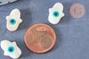 Perle main nacre blanche mauvais oeil bleu 15-16mm, fournitures créatives,chance, cabochon nacre, gri-gri ,l'unité G6590
