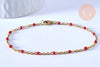 Bracelet ou collier acier doré 14k résine rouge, chaine doree, bracelet chaîne fine,création bijou,1.5mm,20.5cm, l'unité G3599-Gingerlily Perles