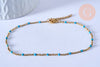 chaine de cheville acier doré 14k résine bleu clair chaine doree, bracelet chaîne fine,création bijou,1.5-2mm,23cm, l'unité G3660-Gingerlily Perles