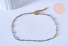 chaine de cheville acier doré 14k résine bleu clair chaine doree, bracelet chaîne fine,création bijou,1.5-2mm,23cm, l'unité G3660-Gingerlily Perles