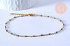 chaine de cheville acier doré 14k résine bleu foncé chaine doree, bracelet chaîne fine,création bijou,1.5-2mm,23cm, l'unité G5405-Gingerlily Perles