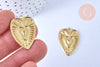 Pendentif coeur oeil laiton brut 29x20mm, fournitures bijoux, breloques laiton brut , pendentif bijoux,sans nickel,l'unité G6527-Gingerlily Perles