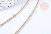 Chaine laiton doré 18k fantaisie résine rose, création bijoux,chaine fantaisie dore,chaine complète,2mm,40cm, l'unité G3488