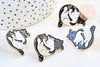 Broche pins chat noir & blanc Ying Yang mystique doré émail noir,broche dorée,creation bijoux,décoration veste, 30x25mm,l'unité G5553-Gingerlily Perles