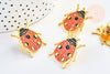 Broche pins coccinelle insecte ailé mystique doré émaillé,broche dorée,creation bijoux,décoration veste, 27x25mm,l'unité G5543-Gingerlily Perles