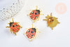 Broche pins coccinelle insecte ailé mystique doré émaillé,broche dorée,creation bijoux,décoration veste, 27x25mm,l'unité G5543-Gingerlily Perles