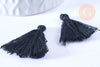 Pompon noir coton,fournitures créatives,décoration pompon,accessoire coton, pompon boucles,fabrication bijoux,coton noir,28mm,les 5-G414