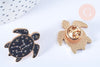 Broche pin's tortue de mer motif mystique noir doré émail 26.5x25.5mm,broche dorée,creation bijoux,décoration veste,l'unité G6616-Gingerlily Perles