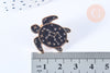 Broche pin's tortue de mer motif mystique noir doré émail 26.5x25.5mm,broche dorée,creation bijoux,décoration veste,l'unité G6616-Gingerlily Perles