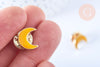 Broche pins croissant de lune mystique émail jaune doré émail 11x12.5mm,broche dorée,décoration veste,l'unité G6621-Gingerlily Perles