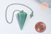 Pendule radiesthésie aventurine chaine argent, pendule magnétisme, litotherapie,création bijoux,23cm, l'unité G5665