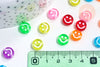 Perle smiley en plastique transparent 10mm , perle sourire en plastique coloré, couleur mélangées,lot de 10 grammes G5576