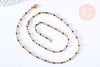 Bracelet ou collier acier doré 14k résine bleu marine,fourniture créative,chaine doree, bracelet chaîne fine,1.5mm,20.5cm, l'unité G3603-Gingerlily Perles