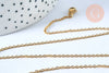 Collier chaine acier doré 14k oeil zircons, chaine collier,sans nickel, porte-bonheur,acier doré, chaine complète,11mm,45cm-G6745-Gingerlily Perles