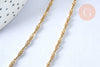 Chaine acier dorée 14k singapour,chaine collier,sans nickel,chaine fantaisie,acier, chaine complète,2mm,45.5cm, l'unité G3489