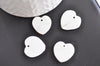 Charm coeur nacre blanche naturelle, pendentif coeur, coeur nacre, coquillage blanc, création bijoux, 19mm, lot de 5-G1069