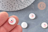 Perle ronde nacre naturelle oeil protecteur émail rose 12mm, création de bijoux en matière naturelle, le fil de 39.5cm G6834
