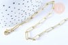 Chaine laiton doré clair maille rectangle,chaine collier,création bijoux,chaine large,12x3.5mm,chaine complète,G2573
