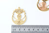 Pendentif acier doré 18K fleur de lotus 43mm,acier inoxydable doré, pendentif sans nickel,création bijoux, l'unité G6343