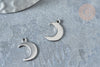 Pendentif acier inoxydable argenté lune 15.5mm, création bijoux acier inoxydable lot de 5 G7619-Gingerlily Perles