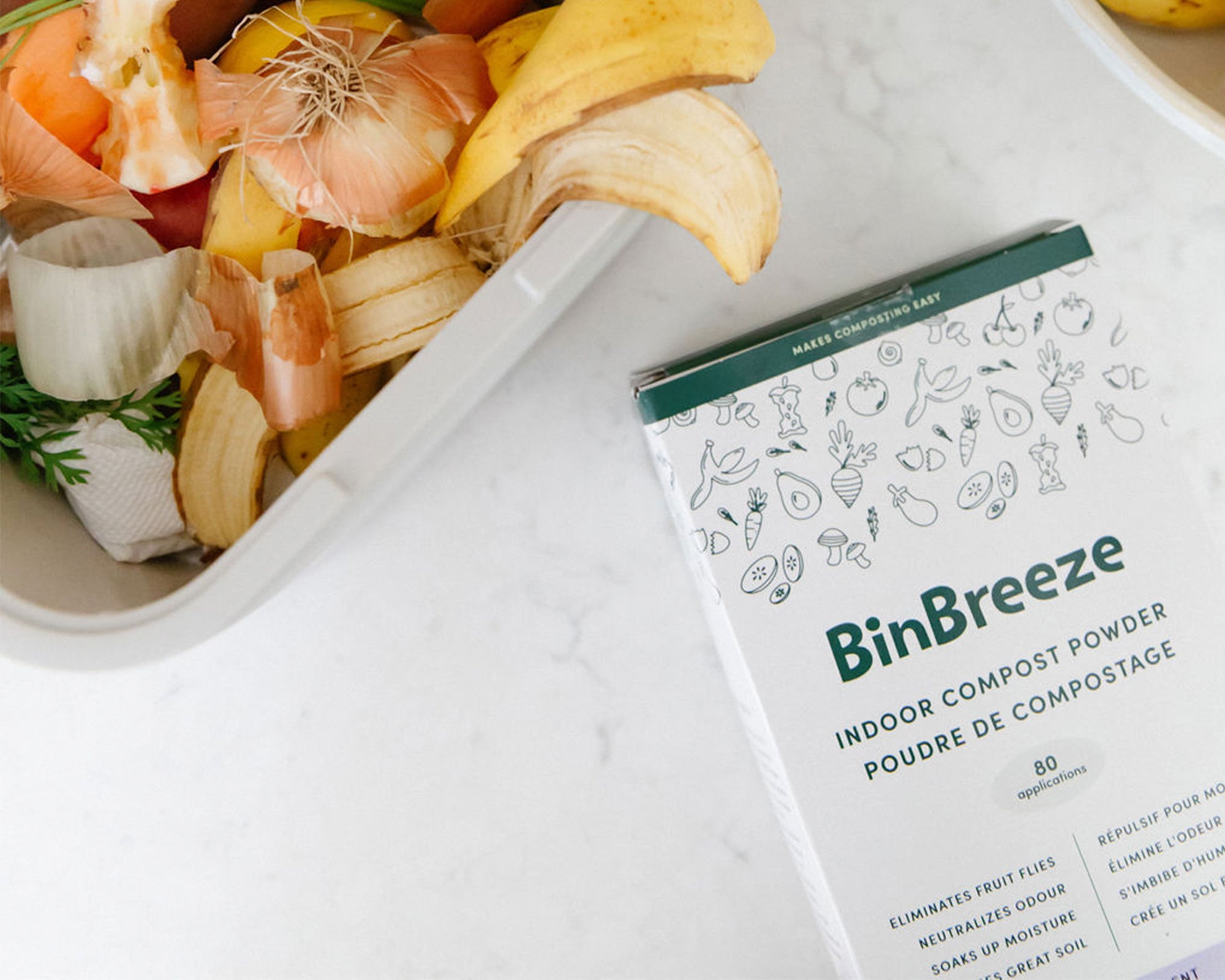 BinBreeze compost powder for fruit flies and odour