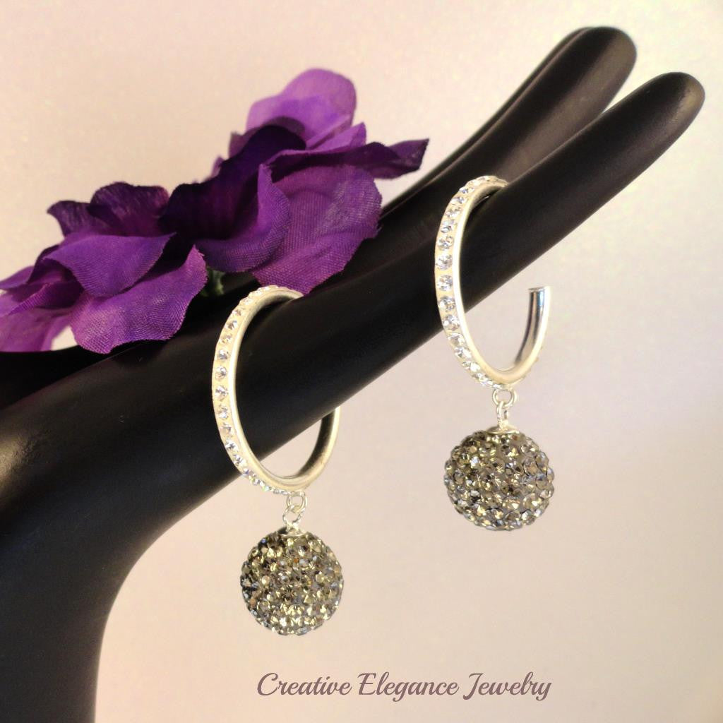 gold hoop earrings with diamond balls