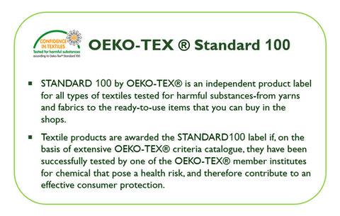 Oeko-tex confidence in textiles Standard 100 tested for harmful