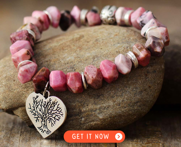 Rhodonite Stretch Tree Of Life Bracelet