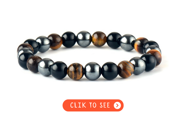 Triple Power Black Onyx, Tiger Eye and Hematite Bracelet