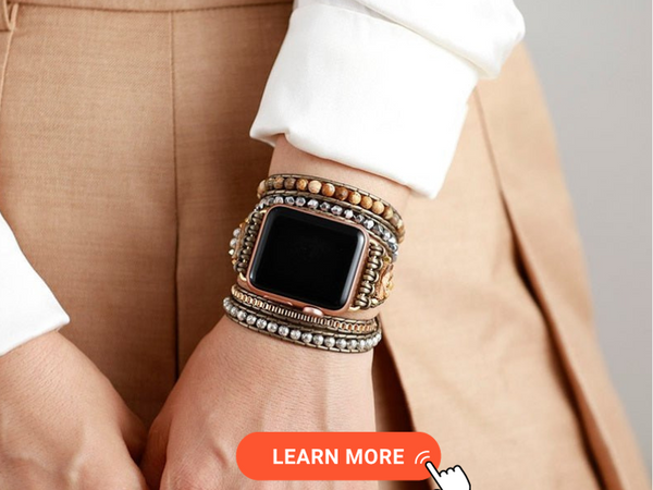 Leather beads Bracelet Apple Watch band