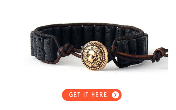 Lava Stone Leather Cuff Diffuser Bracelet