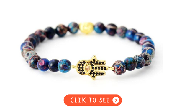 Protection Hamsa Jasper Stone Bracelet