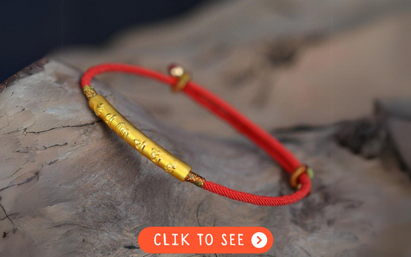 Tibetan Red Sting Bracelet with Buddhist Lucky Mantra