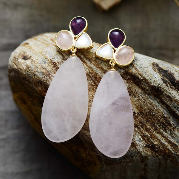 Real Gold Plated Circle Healing Stone Hoops Earring Rose Quartz For Wo -  Accessorize India