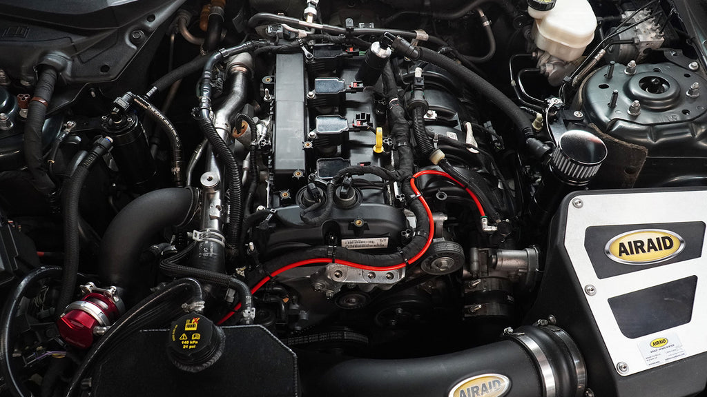 2016 Mustang EcoBoost engine bay with UPR Products catch cans- Picture taken at Parker Performance