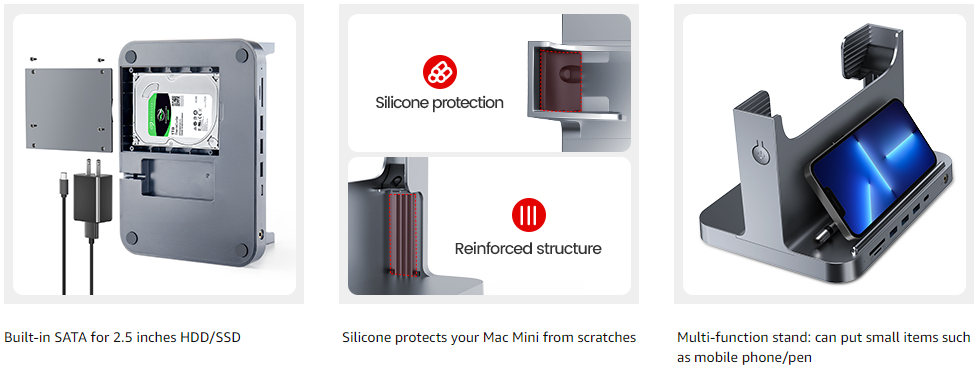 VAYDEER Support Mac Mini Gris Sidéral