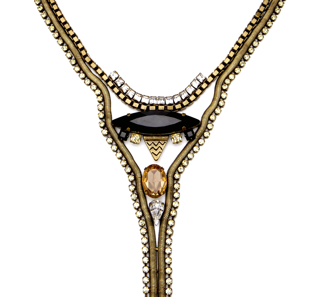 Long Swarovski Bold Chain Necklace Cameron Necklace – Lionette by Noa Sade