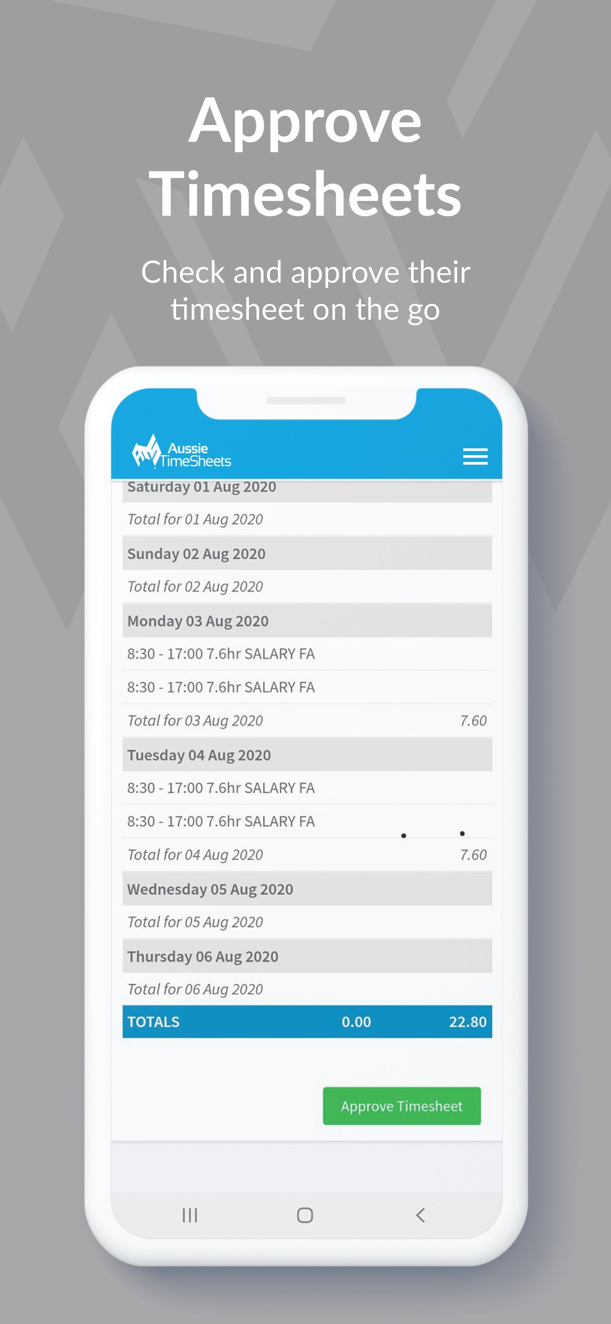 My Workforce TNA ESS Approve Timesheets