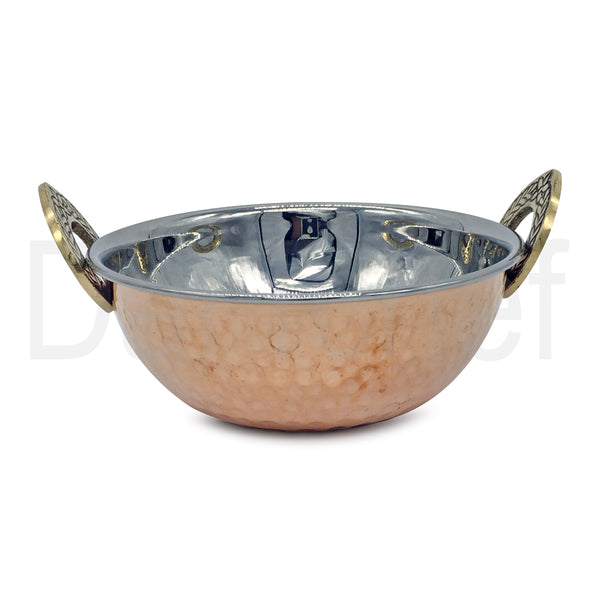 Indian Hammered Copper Kadai Serving Dish