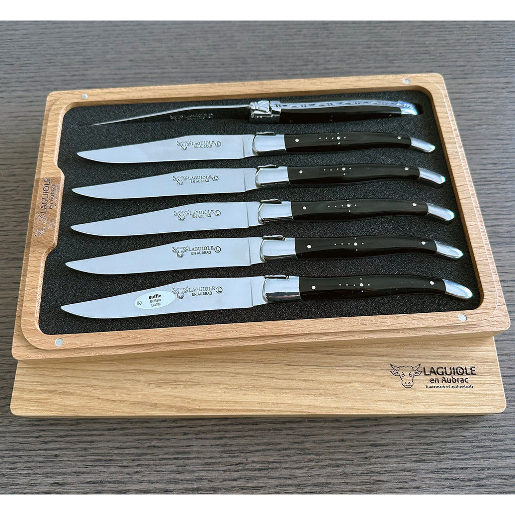 French Steak Knife Set/6 Oslo Grey Horn