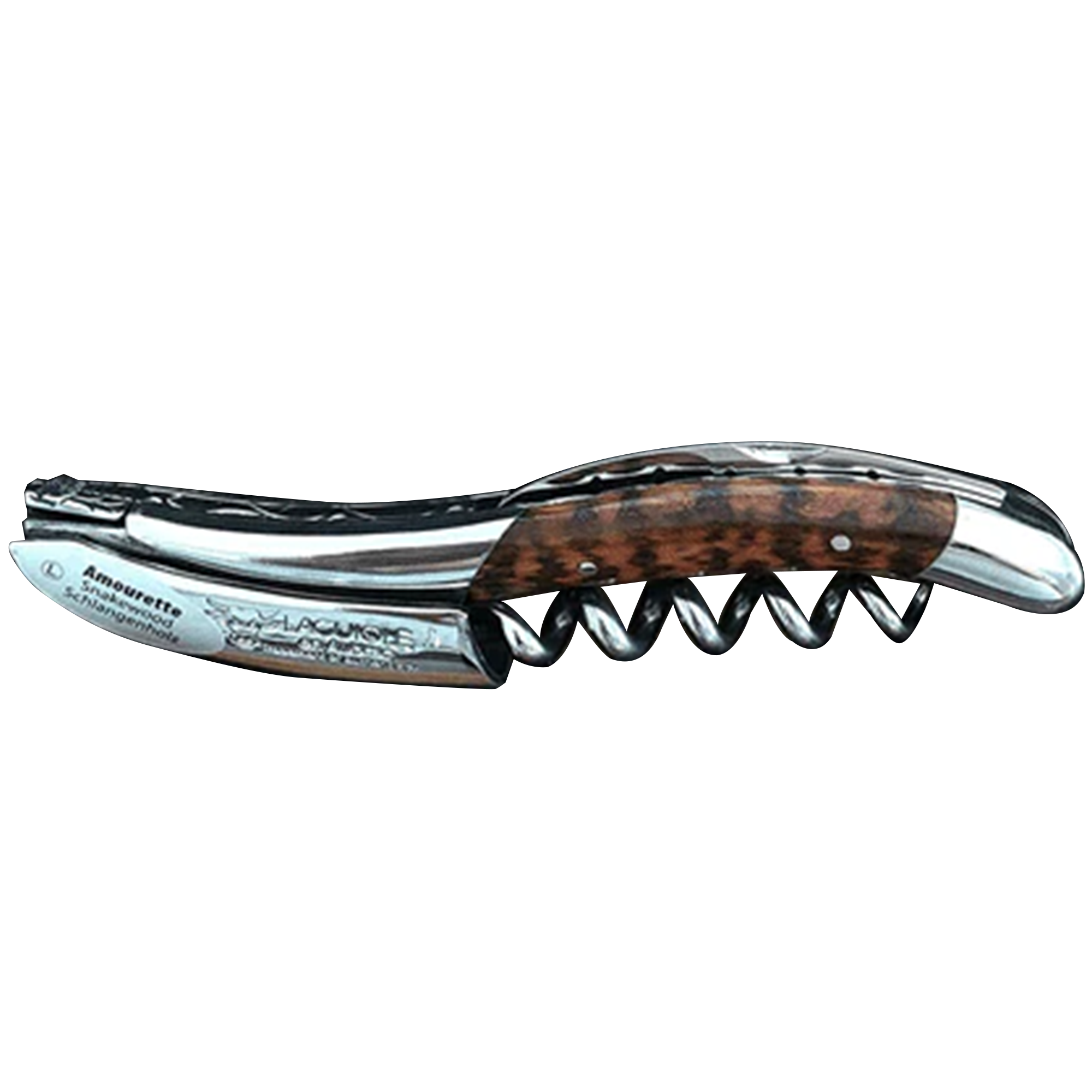 Laguiole en Aubrac Sommelier DeLuxe No 6 Waiter's Corkscrew with Amourette Snakewood Handle - LaguioleEnAubracShop product image