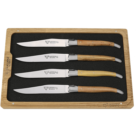 Set of 4 Maserin olive steak knives