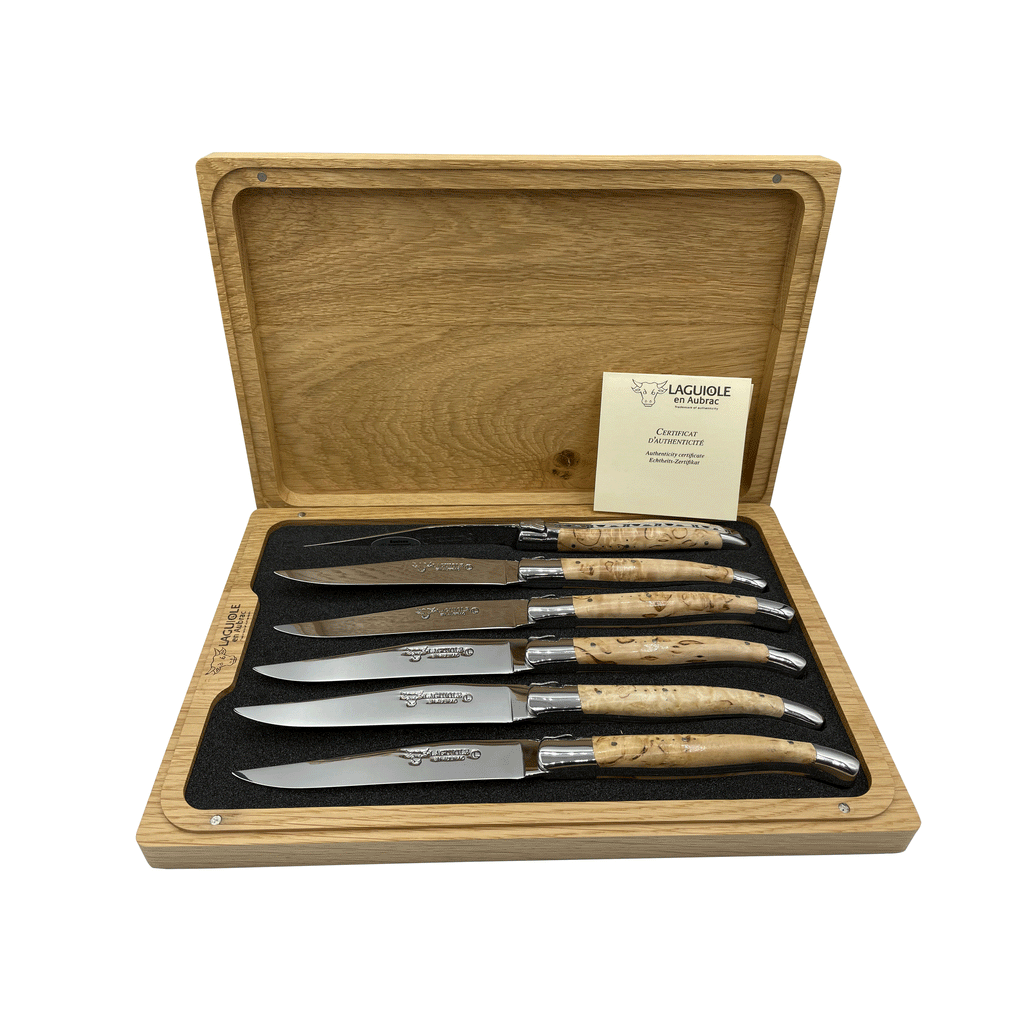 Laguiole en Aubrac Handcrafted Plated 6-Piece Steak Knife Set with Mix –  LaguioleEnAubracShop