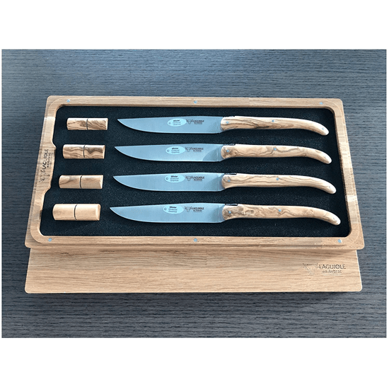 AU Nain Laguiole Set of 4 Steak Knives with Ash Wood Handles - 4 Piece