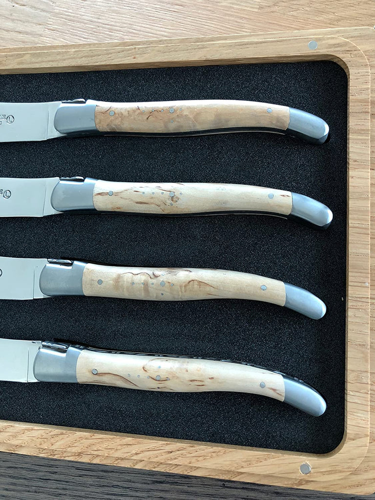 AU Nain Laguiole Set of 4 Steak Knives with Ash Wood Handles - 4 Piece