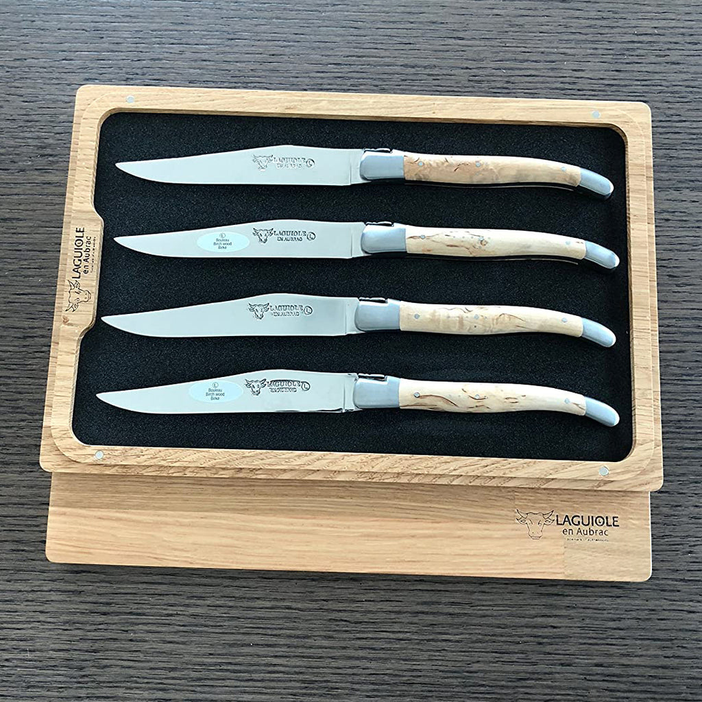 Handmade Steak Knives 4-Pieces Set 10 cm Olive Wood Handle Table Chic  001830 OPINEL