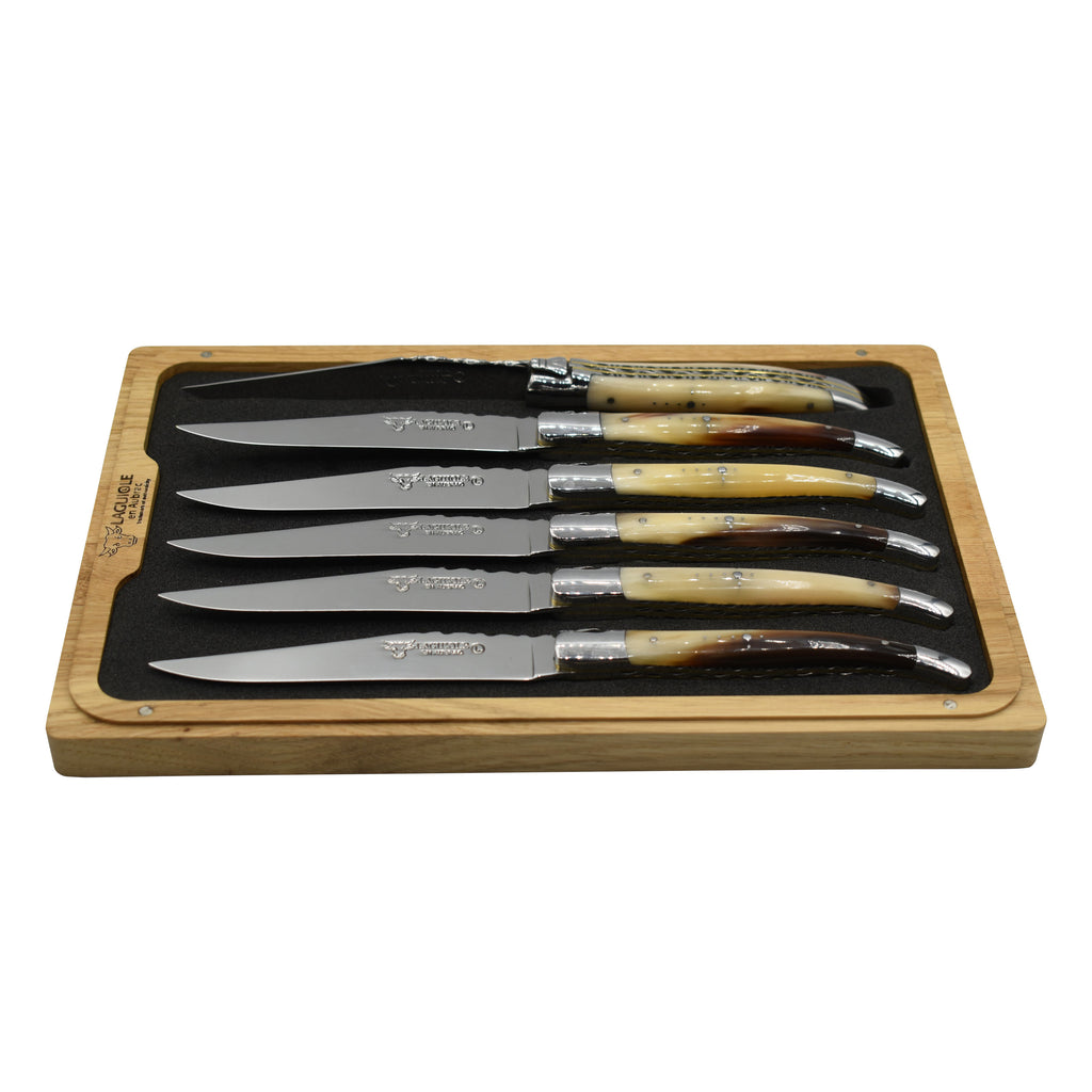 Laguiole en Aubrac - Set of steak knives with handle in grey glitter